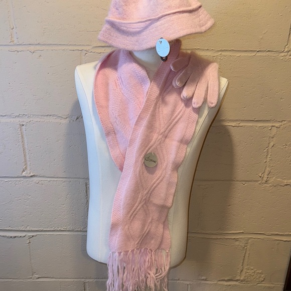 Scarf, Hat & Gloves Pink Women's Accessory Set - Picture 1 of 7